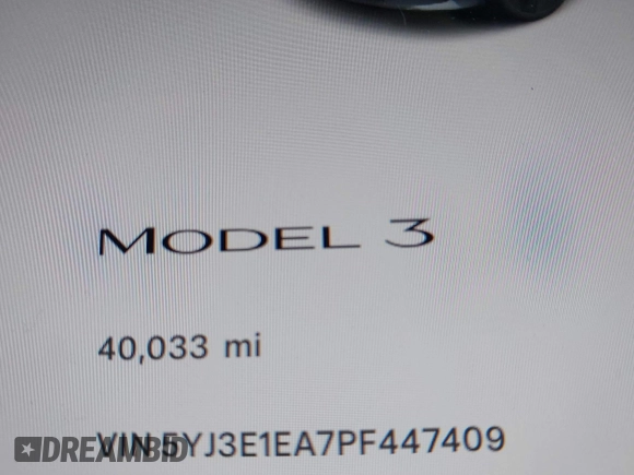 2023 Tesla Model 3 with VIN 5YJ3E1EA7PF447409, listed as a IAAI auction lot 41965416 with 40,033 mi miles and . Bid and sale history available at DreamBid. Image 15.