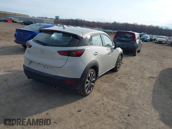 2019 Mazda CX-3 Grand Touring with VIN JM1DKFD74K0450470, listed as a IAAI auction lot 41907856 with 52,625 mi miles. Bid and sale history available at carsss.com. Image 4.