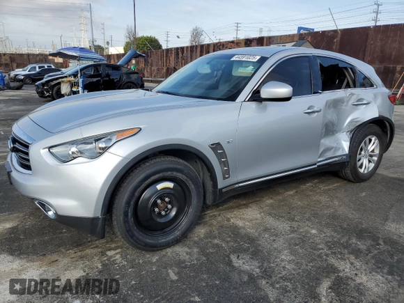 2016 Infiniti QX70 with VIN JN8CS1MW7GM753074, listed as a Copart auction lot 44591025 with 128,120 mi miles and Salvage Title. Bid and sale history available at DreamBid. Image 1.