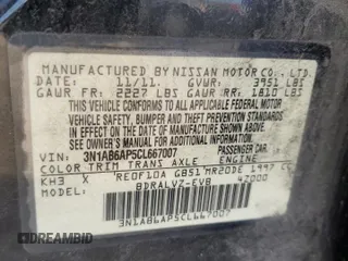 2012 Nissan Sentra 2.0 z VIN 3N1AB6AP5CL667007, wystawiony jako Copart lot #54374245 z przebiegiem 180 102 mil mil oraz Nie do naprawy • Non repairable. Historia ofert i sprzedaży dostępna na DreamBid. Obrazek 12.