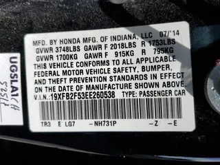 2014 Honda Civic LX z VIN 19XFB2F53EE260538, wystawiony jako Copart lot #56511555 z przebiegiem 132 121 mil mil oraz Szkoda całkowita • Salvage title. Historia ofert i sprzedaży dostępna na DreamBid. Obrazek 12.