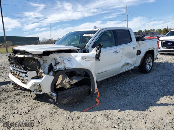 2019 GMC Sierra 1500 SLT with VIN 1GTU9DED0KZ123550, listed as a Copart auction lot 46444475 with 128,404 mi miles and Salvage Title. Bid and sale history available at carsss.com. Image 1.