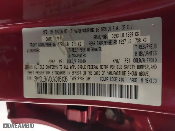 2018 Toyota Yaris iA with VIN 3MYDLBYV0JY315135, listed as a IAAI auction lot 41284774 with 64,561 mi miles. Bid and sale history available at carsss.com. Image 9.