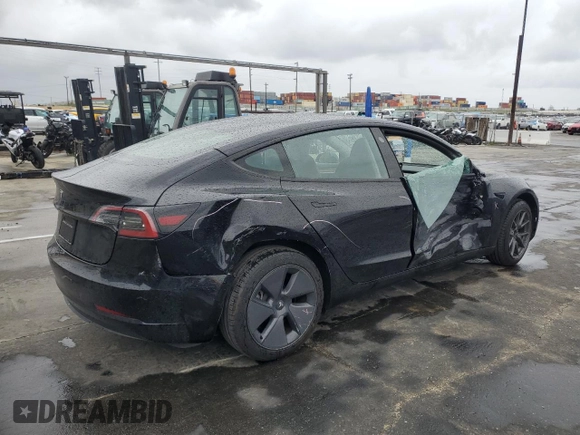 2023 Tesla Model 3 with VIN 5YJ3E1EA1PF677592, listed as a Copart auction lot 47621875 with 12,247 mi miles and Salvage Title. Bid and sale history available at DreamBid. Image 3.