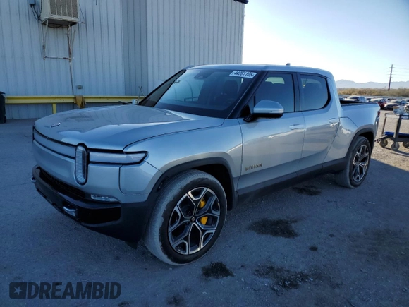 2023 Rivian R1T Adventure with VIN 7FCTGAAA7PN017844, listed as a Copart auction lot 44261105 with 4,590 mi miles and Clean Title. Bid and sale history available at carsss.com. Image 1.