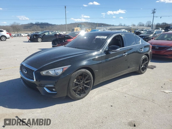 2021 Infiniti Q50 Luxe z VIN JN1EV7BR4MM752541, wystawiony jako Copart lot #47064425 z przebiegiem 64 130 mil mil oraz Szkoda całkowita • Salvage title. Historia ofert i sprzedaży dostępna na DreamBid. Obrazek 1.