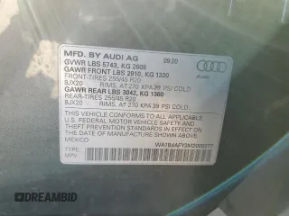 2021 Audi SQ5 Premium Plus with VIN WA1B4AFY3M2009277, listed as a Copart auction lot 47678505 with 41,887 mi miles and Salvage Title. Bid and sale history available at carsss.com. Image 12.