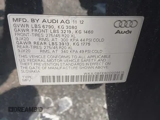 2013 Audi Q7 Premium Plus with VIN WA1LGBFE9DD008615, listed as a IAAI auction lot 42391563 with 108,569 mi miles and . Bid and sale history available at DreamBid. Image 9.