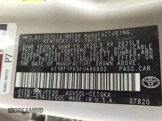 2015 Toyota Camry XLE with VIN 4T1BF1FK9FU486892, listed as a IAAI auction lot 41974039 with 161,175 mi miles. Bid and sale history available at carsss.com. Image 9.