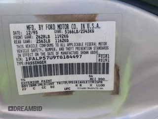 1996 Ford Taurus GL z VIN 1FALP57U9TG184497, wystawiony jako IAAI lot #42290105 z przebiegiem 149 155 mil mil oraz . Historia ofert i sprzedaży dostępna na DreamBid. Obrazek 9.