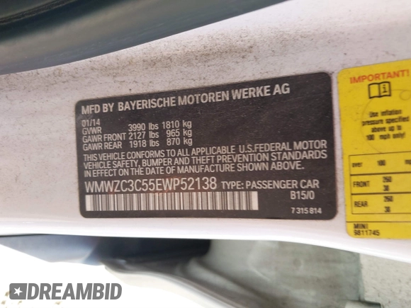 2014 MINI Countryman S with VIN WMWZC3C55EWP52138, listed as a IAAI auction lot 40695292 with 83,083 mi miles and . Bid and sale history available at DreamBid. Image 9.