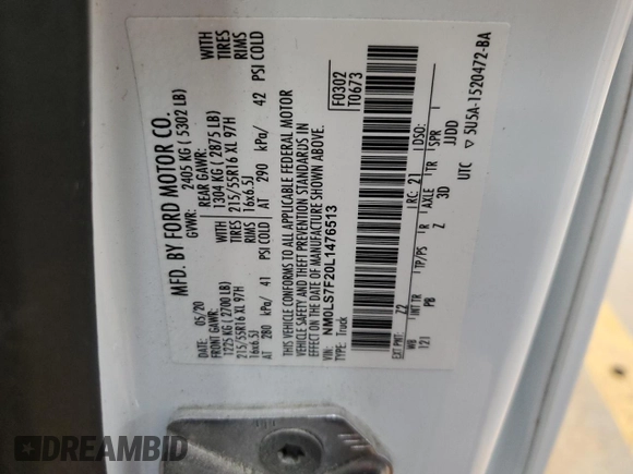 2020 Ford Transit Connect XLT с VIN NM0LS7F20L1476513, выставлен на аукционе Copart как лот 45383765 с пробегом 104 415 миль миль и Списание • Salvage title. История ставок и продаж доступна на DreamBid. Изображение 12.