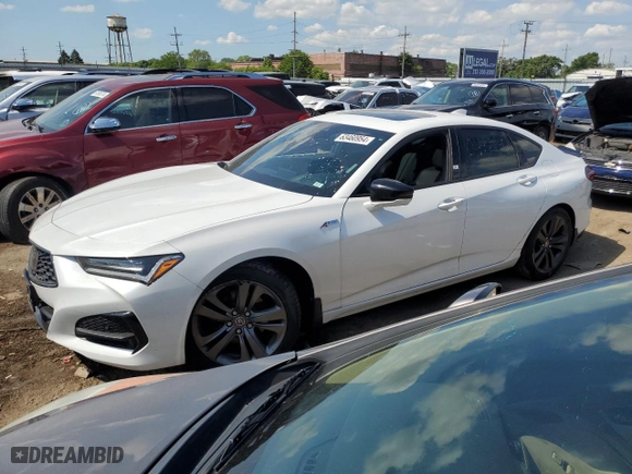 2021 Acura TLX w/A-Spec Package with VIN 19UUB5F51MA016091, listed as a Copart auction lot 63460954 with 50,108 mi miles and Salvage Title. Bid and sale history available at carsss.com. Image 1.