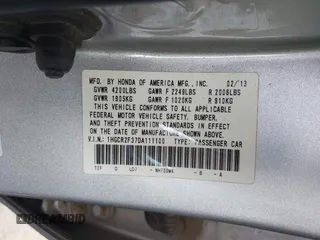 2013 Honda Accord LX z VIN 1HGCR2F37DA111100, wystawiony jako IAAI lot #42189226 z przebiegiem 139 441 mil mil oraz . Historia ofert i sprzedaży dostępna na DreamBid. Obrazek 9.