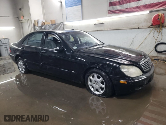 2002 Mercedes-Benz S-Class 5.0L with VIN WDBNG75J22A291981, listed as a Copart auction lot 83035044 with 0 mi miles and Salvage Title. Bid and sale history available at carsss.com. Image 4.