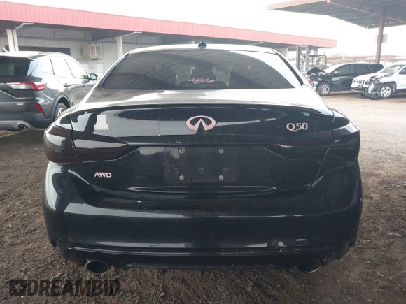 2019 Infiniti Q50 Luxe with VIN JN1EV7ARXKM593846, listed as a IAAI auction lot 42773548 with 57,165 mi miles and . Bid and sale history available at DreamBid. Image 16.
