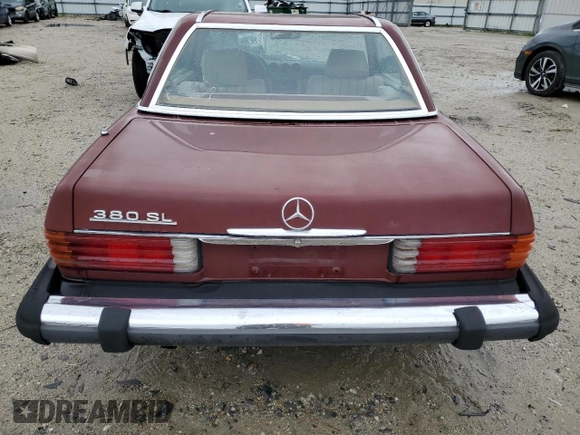 1982 Mercedes-Benz 380 with VIN WDBBA45A9CB018180, listed as a Copart auction lot 52850375 with 100,408 mi miles and Clean Title. Bid and sale history available at carsss.com. Image 6.
