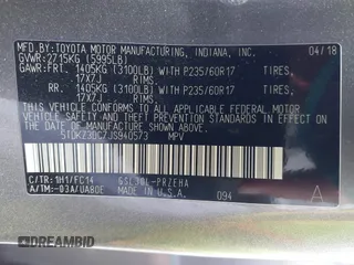 2018 Toyota Sienna LE Auto Access Seat with VIN 5TDKZ3DC7JS940573, listed as a IAAI auction lot 42166237 with Not provided miles and . Bid and sale history available at DreamBid. Image 9.