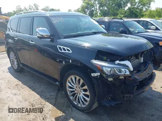 2016 Infiniti QX80 with VIN JN8AZ2NE5G9125225, listed as a IAAI auction lot 42546651 with 83,365 mi miles and . Bid and sale history available at DreamBid. Image 1.