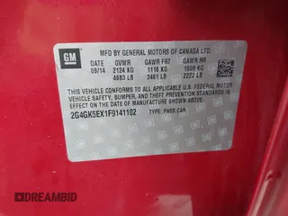 2015 Buick Regal с VIN 2G4GK5EX1F9141102, выставлен на аукционе IAAI как лот 41837394 с пробегом 45 263 миль миль и . История ставок и продаж доступна на DreamBid. Изображение 9.