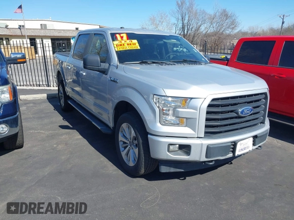 2017 Ford F-150 XL with VIN 1FTEW1EF7HKE25402, listed as a IAAI auction lot 41756406 with 177,021 mi miles. Bid and sale history available at carsss.com. Image 1.