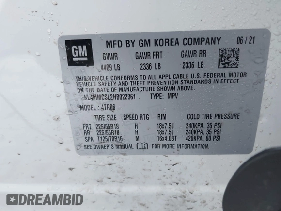 2022 Buick Encore GX Preferred с VIN KL4MMCSL2NB022361, выставлен на аукционе IAAI как лот 41508844 с пробегом 41 817 миль миль и . История ставок и продаж доступна на DreamBid. Изображение 9.