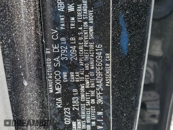 2023 Kia Forte GT-Line with VIN 3KPF54AD9PE609416, listed as a Copart auction lot 53337375 with 25,423 mi miles and Salvage Title. Bid and sale history available at carsss.com. Image 14.