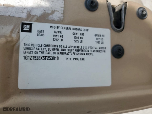 2005 Chevrolet Malibu LS with VIN 1G1ZT528X5F253810, listed as a Copart auction lot 64245654 with 332,247 mi miles and Salvage Title. Bid and sale history available at carsss.com. Image 12.