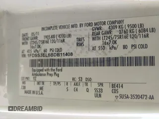 2011 Ford E-Series Commercial с VIN 1FDSS3EL6BDB11408, выставлен на аукционе IAAI как лот 41491073 с пробегом 360 229 миль миль и . История ставок и продаж доступна на DreamBid. Изображение 9.