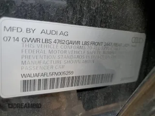 2015 Audi A4 Premium с VIN WAUAFAFL5FN005259, выставлен на аукционе Copart как лот 55691175 с пробегом 112 547 миль миль и Списание • Salvage title. История ставок и продаж доступна на DreamBid. Изображение 12.