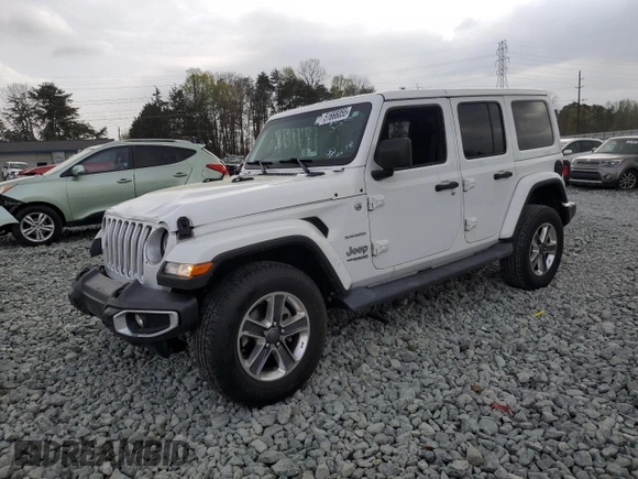 2019 Jeep Wrangler Unlimited Sahara with VIN 1C4HJXEG5KW602598, listed as a Copart auction lot 51666055 with 75,782 mi miles and Salvage Title. Bid and sale history available at carsss.com. Image 1.