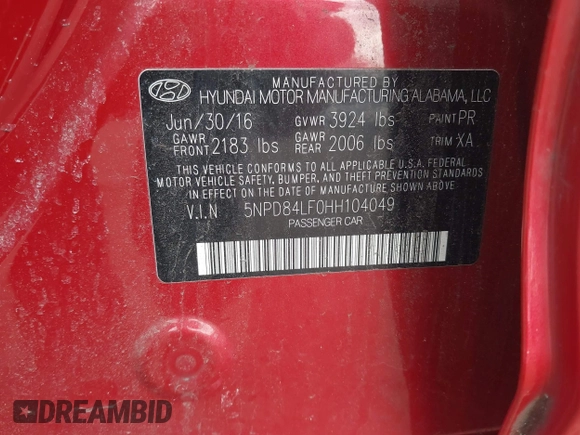 2017 Hyundai Elantra SE with VIN 5NPD84LF0HH104049, listed as a IAAI auction lot 41784307 with 82,062 mi miles and . Bid and sale history available at DreamBid. Image 9.