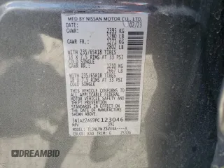 2023 Nissan Murano S z VIN 5N1AZ2AS9PC123046, wystawiony jako Copart lot #56983045 z przebiegiem 57 820 mil mil oraz Nie do naprawy • Non repairable. Historia ofert i sprzedaży dostępna na DreamBid. Obrazek 14.