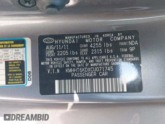 2012 Hyundai Genesis Coupe 2.0T с VIN KMHHT6KDXCU071745, выставлен на аукционе IAAI как лот 42833359 с пробегом 108 271 миль миль и . История ставок и продаж доступна на DreamBid. Изображение 9.