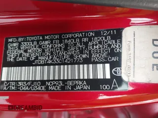 2012 Toyota Yaris с VIN JTDBT4K33C1421773, выставлен на аукционе IAAI как лот 42329735 с пробегом 183 054 миль миль и . История ставок и продаж доступна на DreamBid. Изображение 9.
