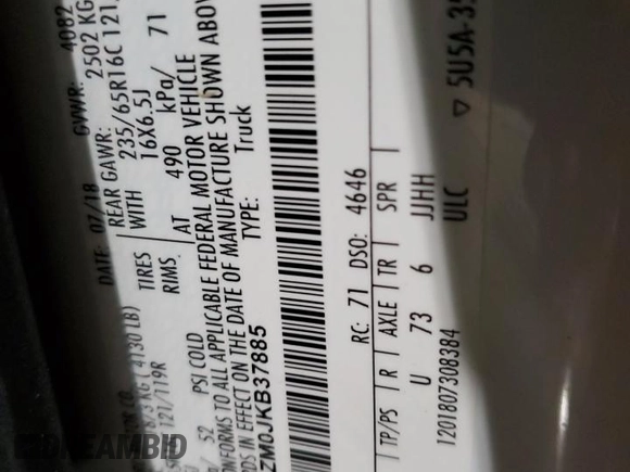 2018 Ford Transit z VIN 1FTYR1ZM0JKB37885, wystawiony jako Copart lot #41970135 z przebiegiem Nie podano mil oraz Szkody całkowita. Historia ofert i sprzedaży dostępna na DreamBid. Obrazek 12.