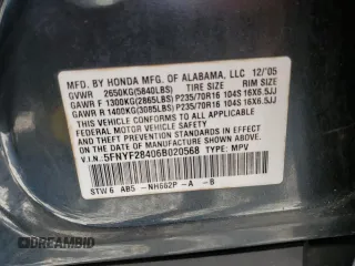 2006 Honda Pilot EX with VIN 5FNYF28406B020568, listed as a Copart auction lot 50340245 with Not Provided miles and Salvage Title. Bid and sale history available at DreamBid. Image 15.