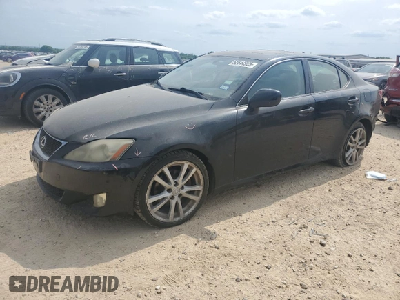 2007 Lexus IS with VIN JTHBK262172045792, listed as a Copart auction lot 52644925 with 186,609 mi miles and Salvage Title. Bid and sale history available at carsss.com. Image 1.