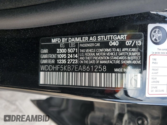 2014 Mercedes-Benz E-Class E 350 Sport with VIN WDDHF5KB7EA861258, listed as a Copart auction lot 55046435 with 172,066 mi miles and Salvage Title. Bid and sale history available at carsss.com. Image 13.