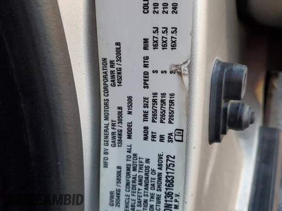 2006 Hummer H3 with VIN 5GTDN136168317572, listed as a Copart auction lot 83262874 with 114,887 mi miles and Salvage Title. Bid and sale history available at DreamBid. Image 13.