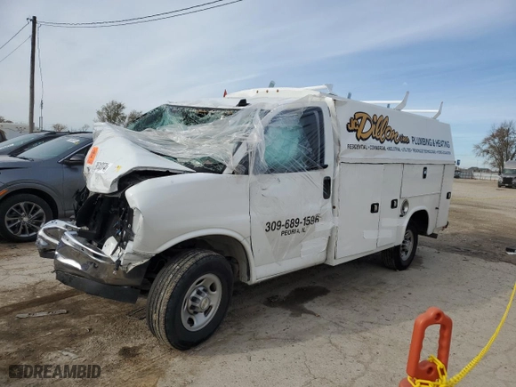 2022 Chevrolet Express Commercial Cutaway with VIN 1GB0GRF75N1173958, listed as a Copart auction lot 79610374 with 0 mi miles and Salvage Title. Bid and sale history available at carsss.com. Image 1.