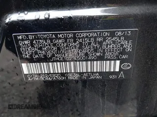 2014 Lexus IS 350 with VIN JTHCE1D21E5001490, listed as a IAAI auction lot 42373373 with 168,005 mi miles and . Bid and sale history available at DreamBid. Image 9.