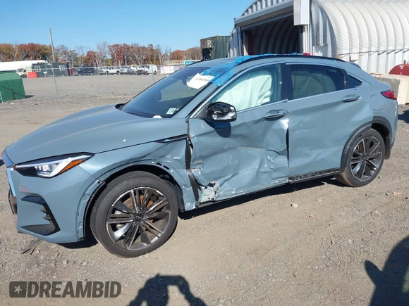 2023 Infiniti QX55 Essential with VIN 3PCAJ5KR6PF115918, listed as a IAAI auction lot 40584505 with 8,229 mi miles and . Bid and sale history available at DreamBid. Image 14.