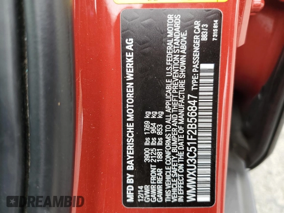 2015 MINI Hardtop 4 Door S z VIN WMWXU3C51F2B56847, wystawiony jako Copart lot #59396195 z przebiegiem 70 821 mil mil oraz Szkoda całkowita • Salvage title. Historia ofert i sprzedaży dostępna na DreamBid. Obrazek 13.