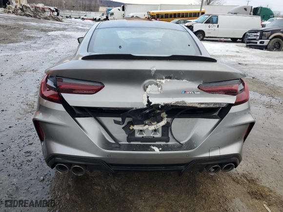 2020 BMW M8 with VIN WBSAE0C05LCD49641, listed as a Copart auction lot 43877355 with 0 mi miles and Salvage Title. Bid and sale history available at carsss.com. Image 6.