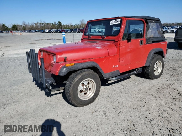 1993 Jeep Wrangler "S" with VIN 1J4FY19P3PP244004, listed as a Copart auction lot 45389995 with 175,282 mi miles and Clean Title. Bid and sale history available at carsss.com. Image 1.
