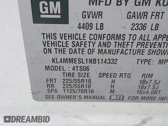 2022 Buick Encore GX Select с VIN KL4MMESL1NB114332, выставлен на аукционе IAAI как лот 42492669 с пробегом 35 759 миль миль и . История ставок и продаж доступна на DreamBid. Изображение 9.