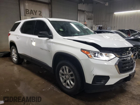 2021 Chevrolet Traverse LS with VIN 1GNERFKW5MJ208172, listed as a Copart auction lot 52043415 with 75,614 mi miles and Salvage title. Bid and sale history available at DreamBid. Image 4.