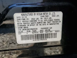 2015 Infiniti Q50 Premium with VIN JN1BV7AR1FM400234, listed as a Copart auction lot 56018895 with 96,695 mi miles and Clean Title. Bid and sale history available at DreamBid. Image 12.