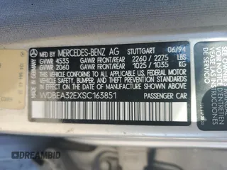 1995 Mercedes-Benz E Class with VIN WDBEA32EXSC163851, listed as a Copart auction lot 88441005 with 154,086 mi miles and Clean Title. Bid and sale history available at carsss.com. Image 12.